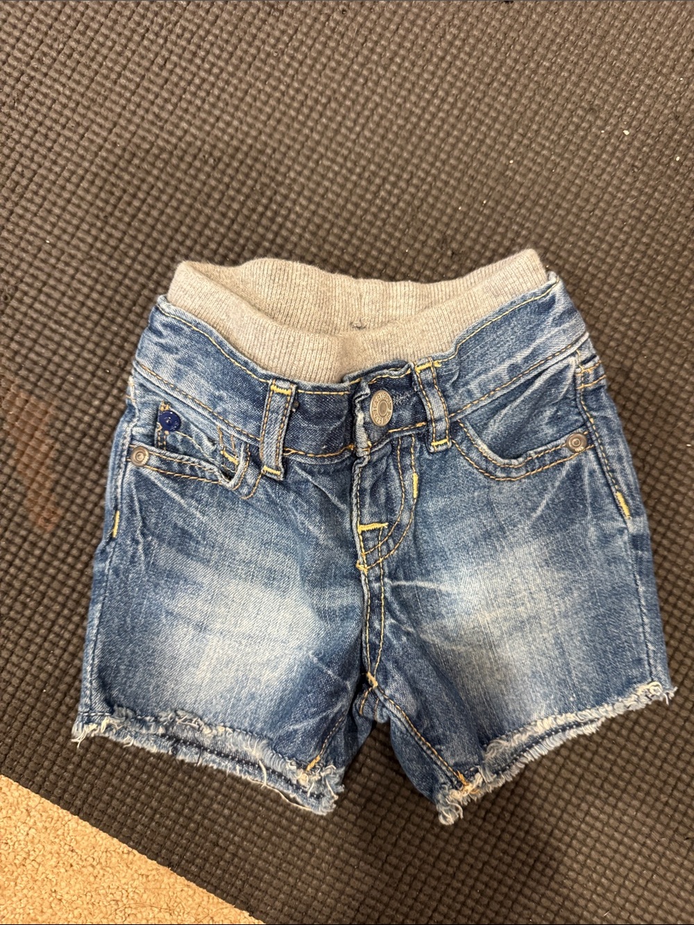 Kids Blue Denim Shorts with Grey Knit Waistband
